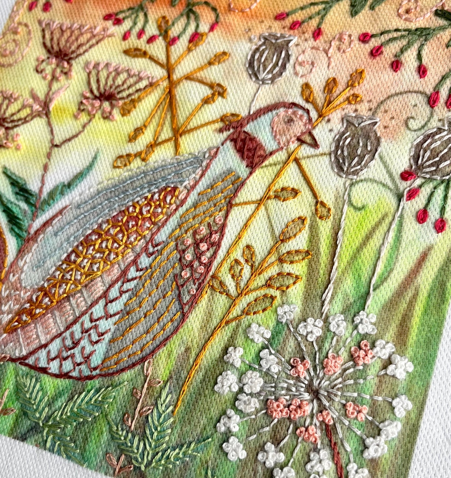 Autumn Pheasant and Flora Embroidery Kit