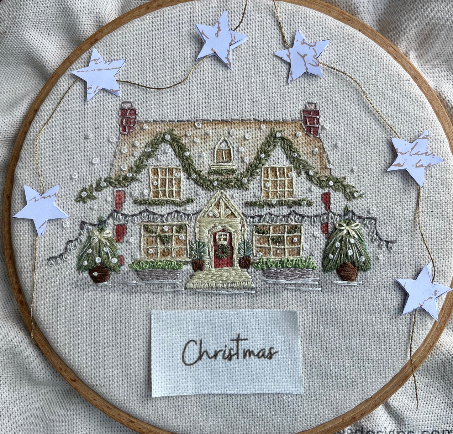Yorkshire Christmas Cottage: Pre Printed Fabric Panel
