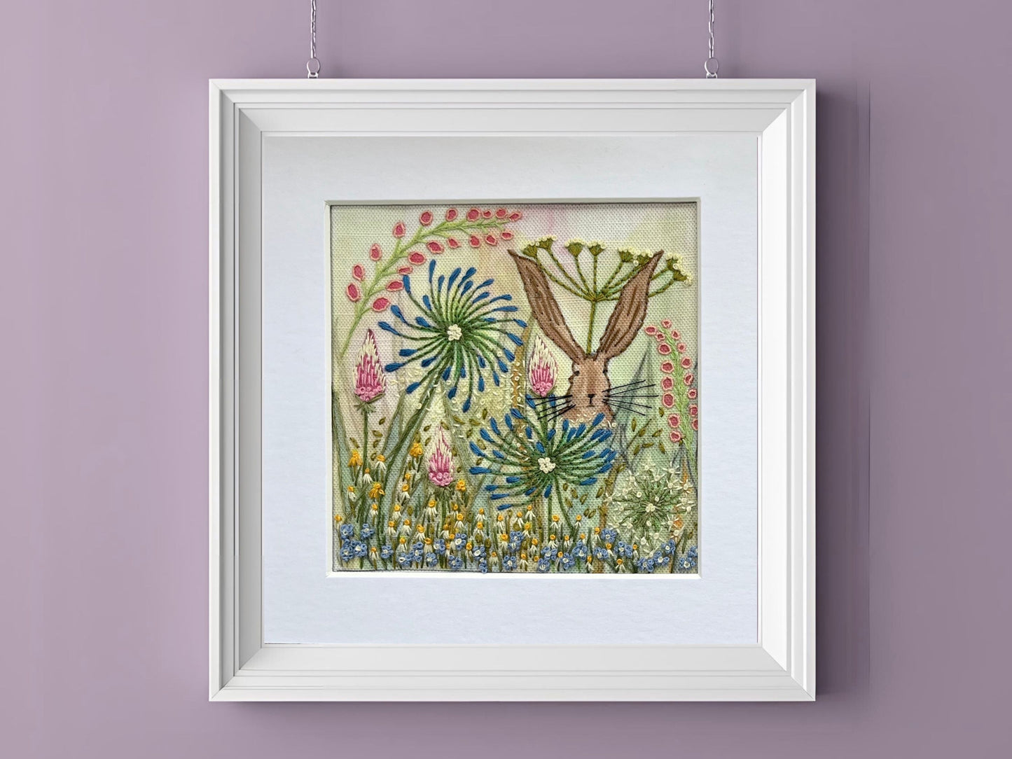 Agapanthus and the Hare Linen Panel