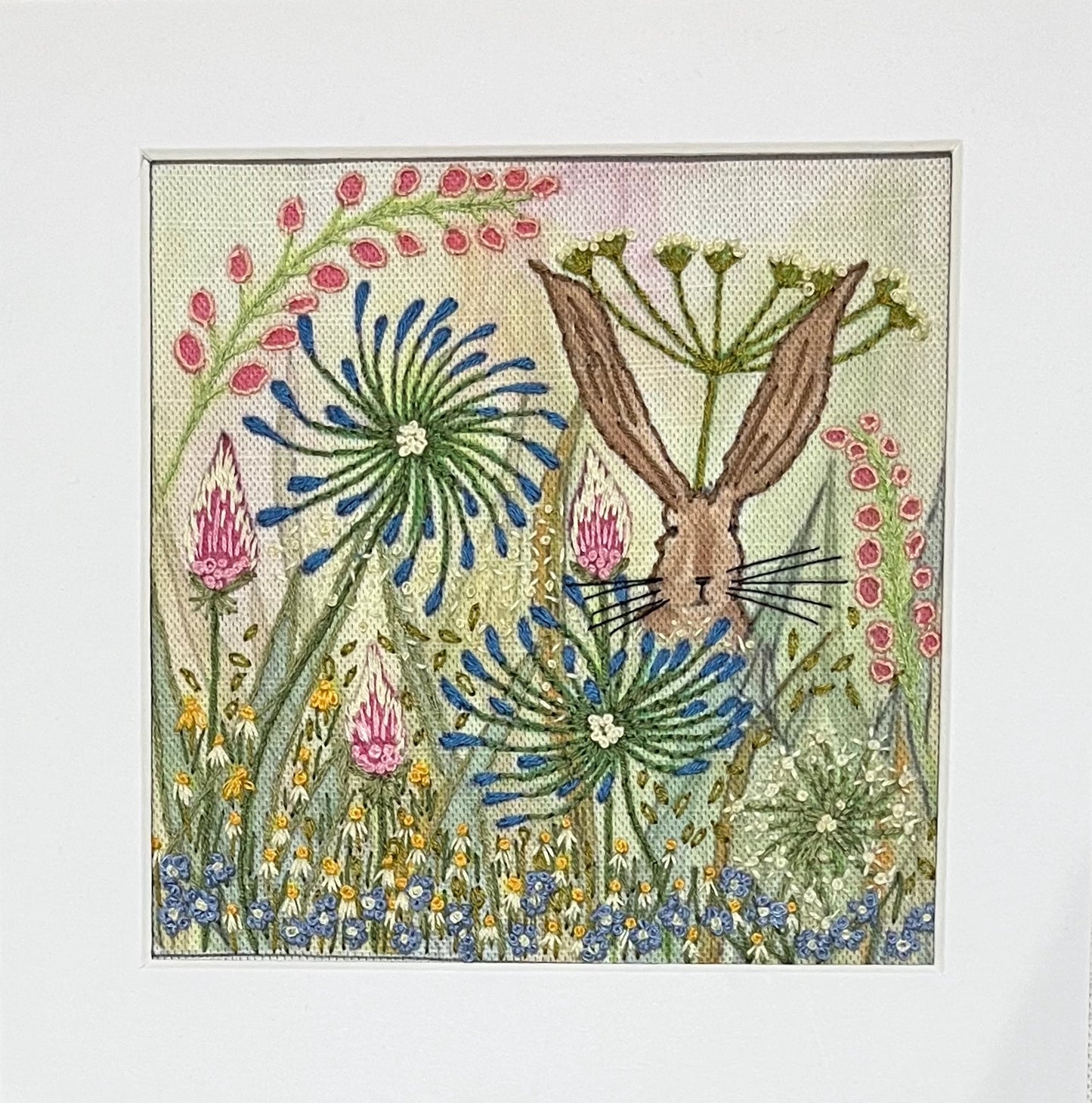 Agapanthus and the Hare Linen Panel