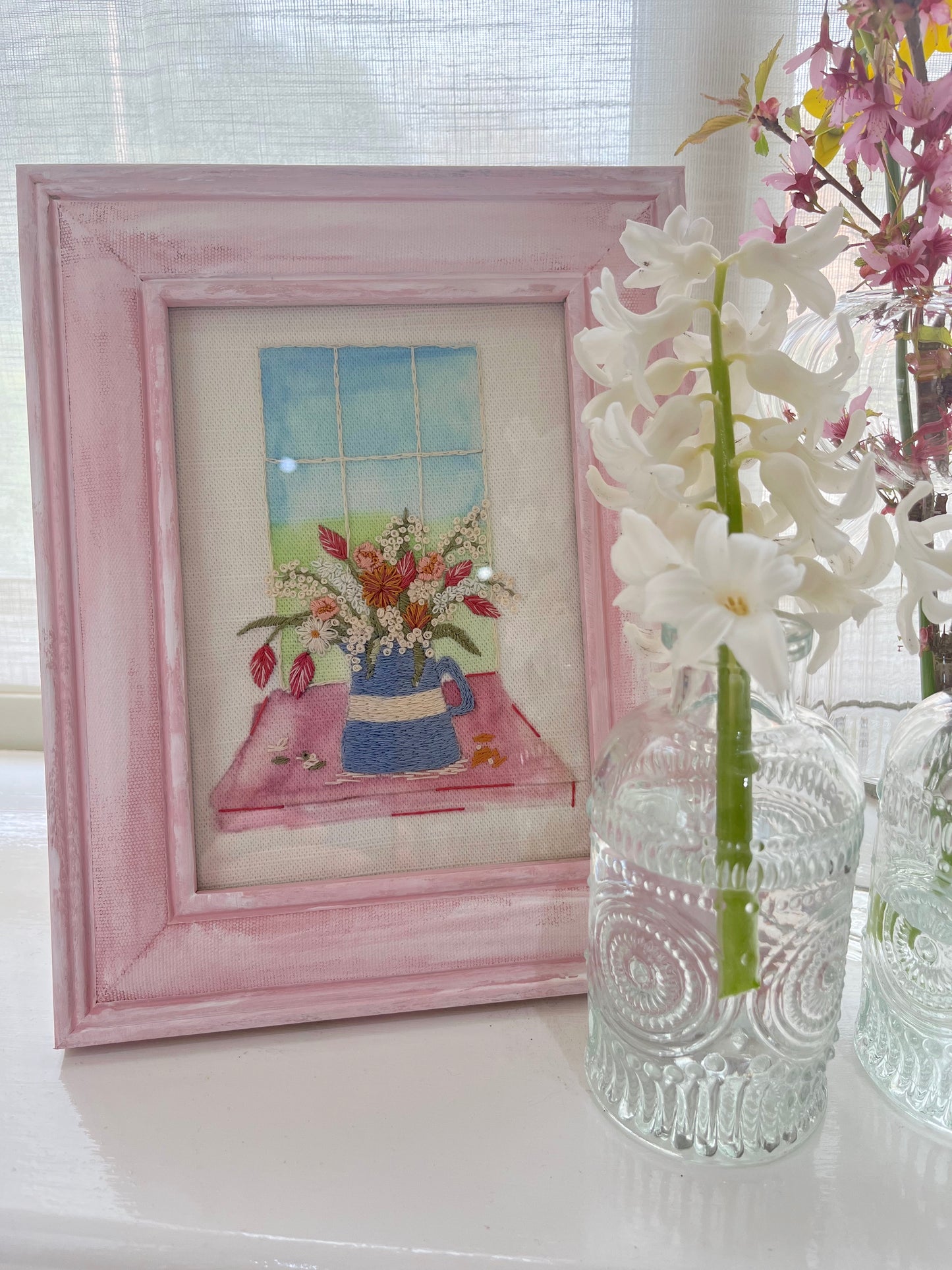 Cornish Blue Jug & Spring Flowers embroidery kit