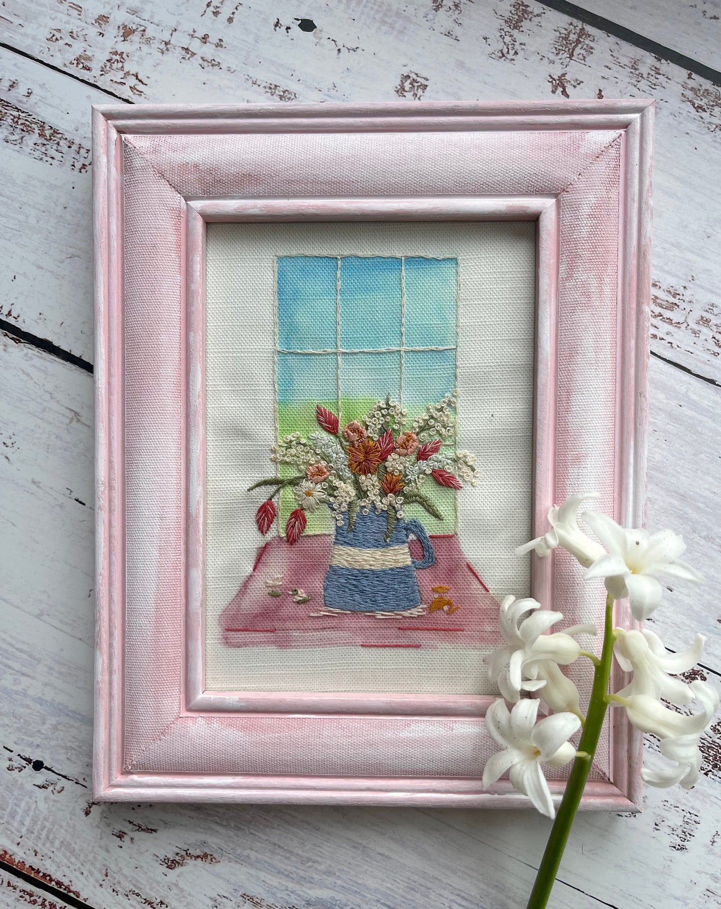 Cornish Blue Jug & Spring Flowers embroidery kit