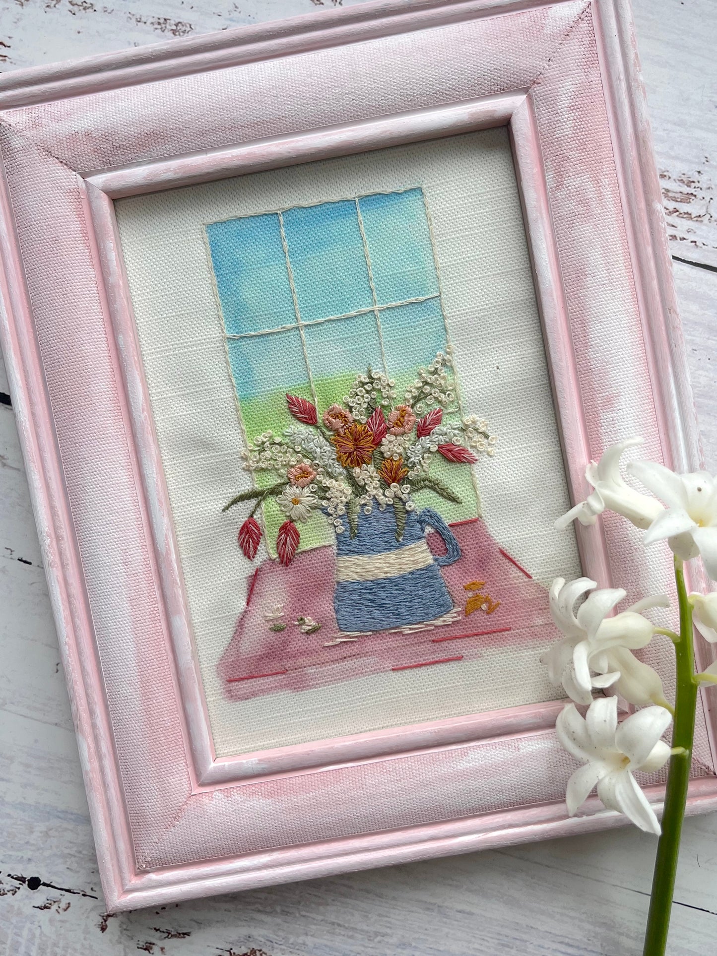 Cornish Blue Jug & Spring Flowers embroidery kit