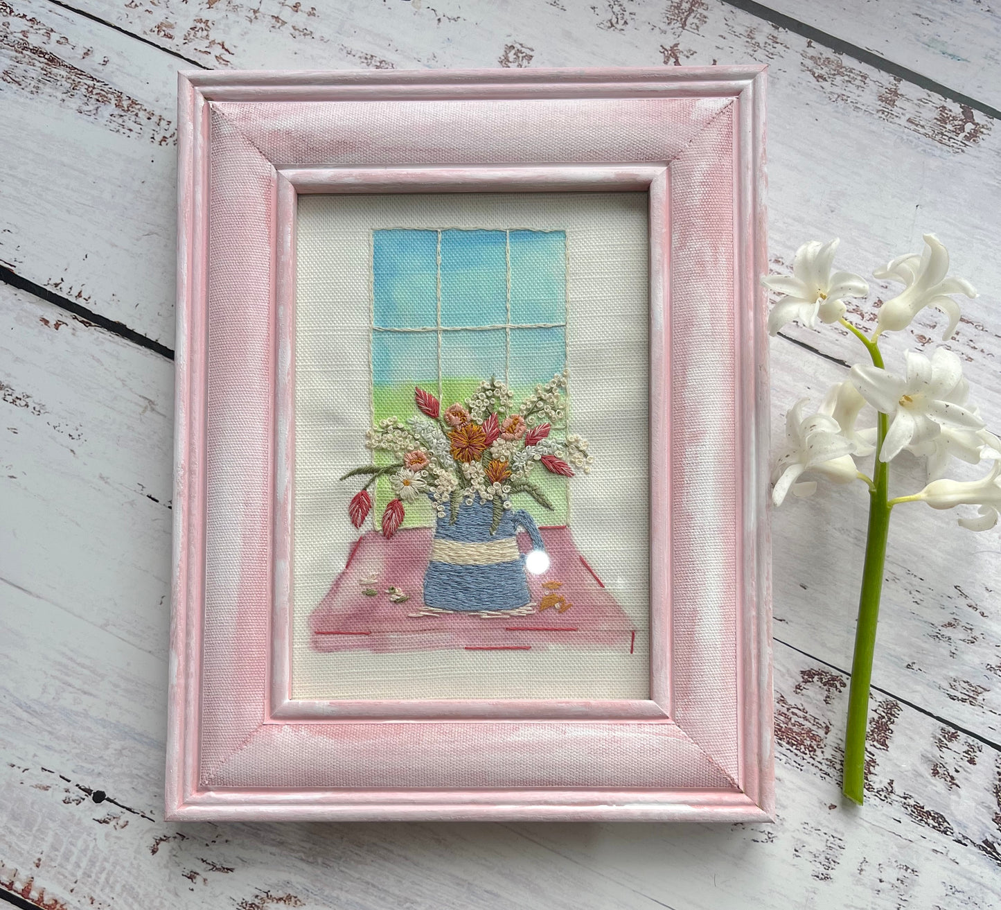 Cornish Blue Jug & Spring Flowers embroidery kit