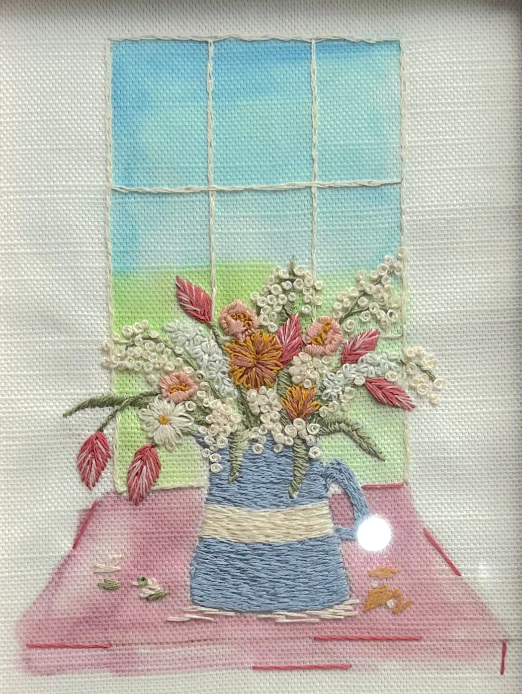 Cornish Blue Jug & Spring Flowers embroidery kit