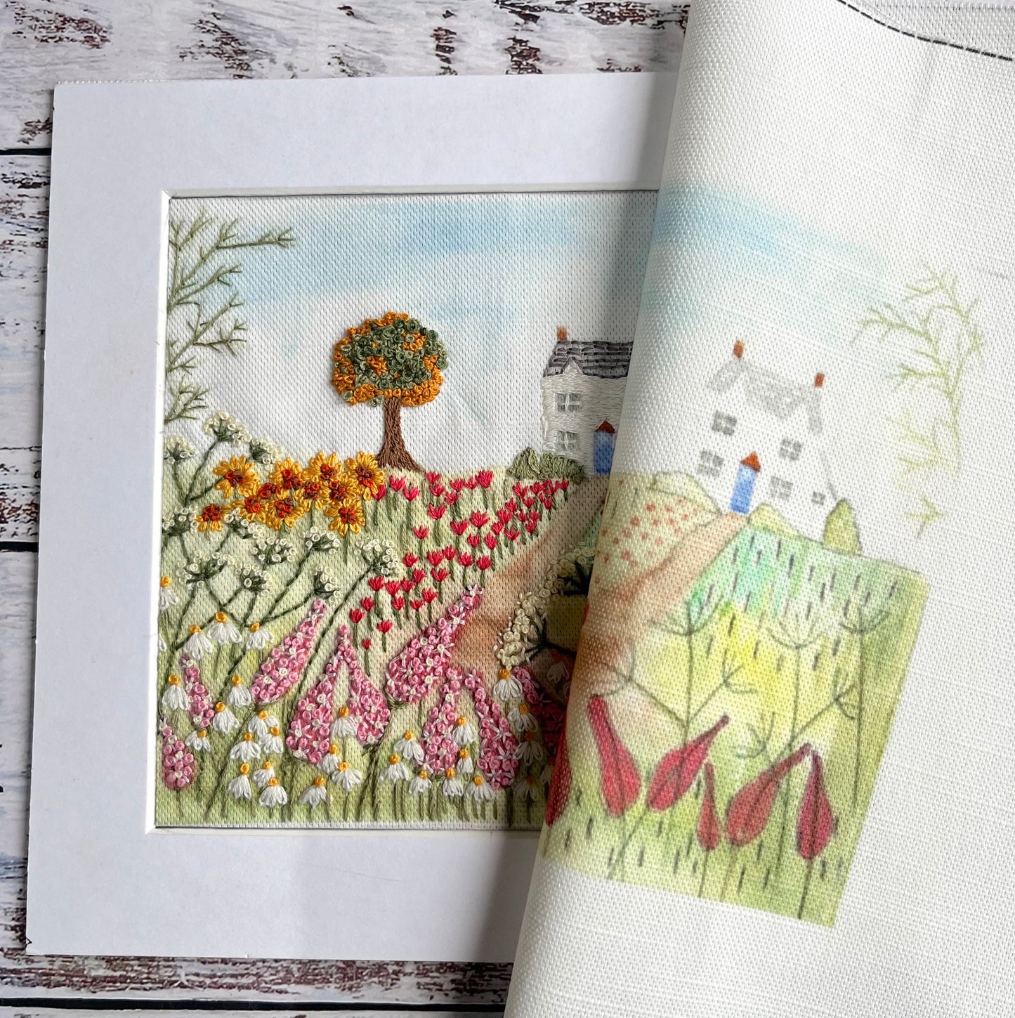 English Cottage Garden Linen Panel