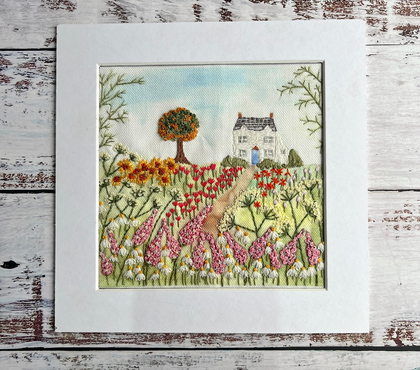 English Cottage Garden Linen Panel