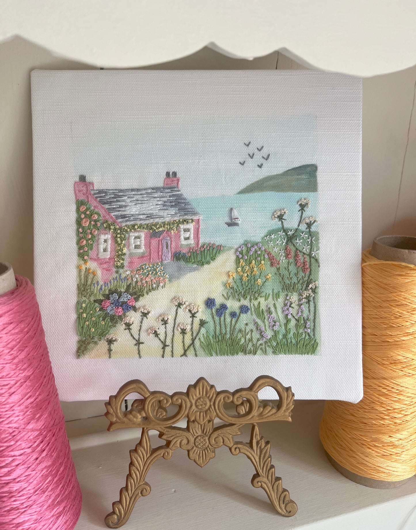 Cottage by the Sea hand embroidery kit