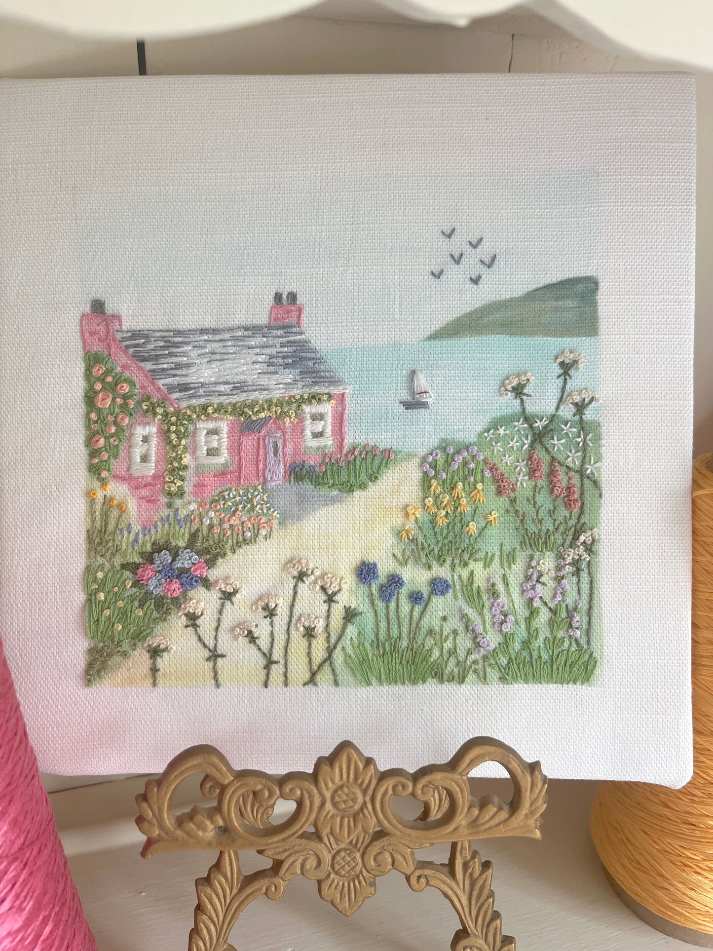 Cottage by the Sea hand embroidery kit
