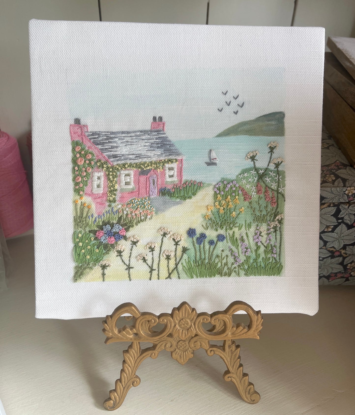 Cottage by the Sea hand embroidery kit