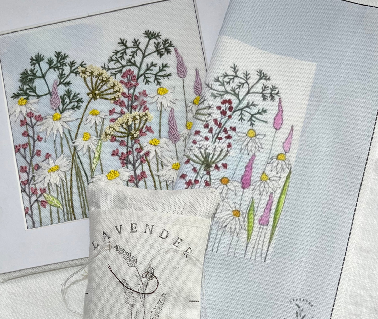 Daisy & Cow Parsley Linen Panel