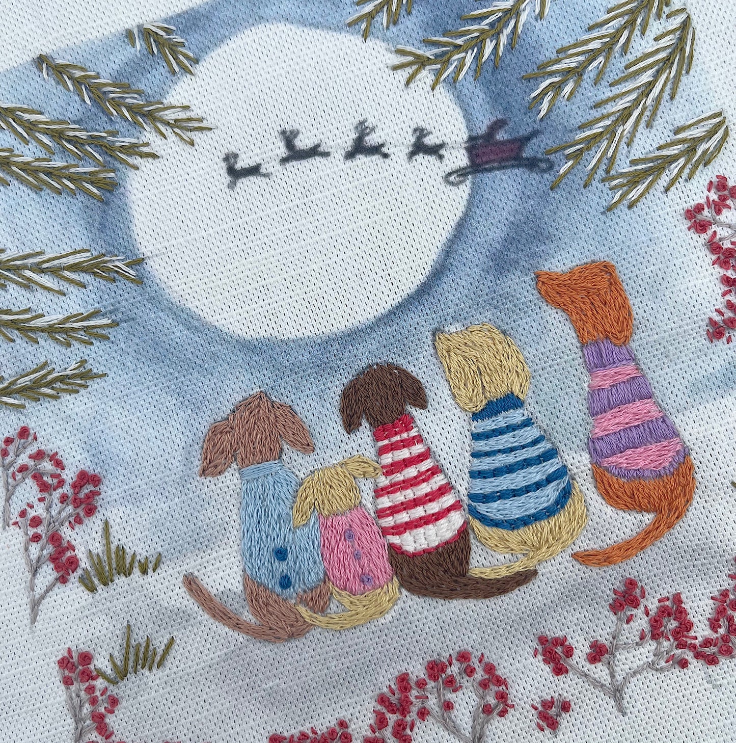Dogs in Christmas Jumpers Linen Panel