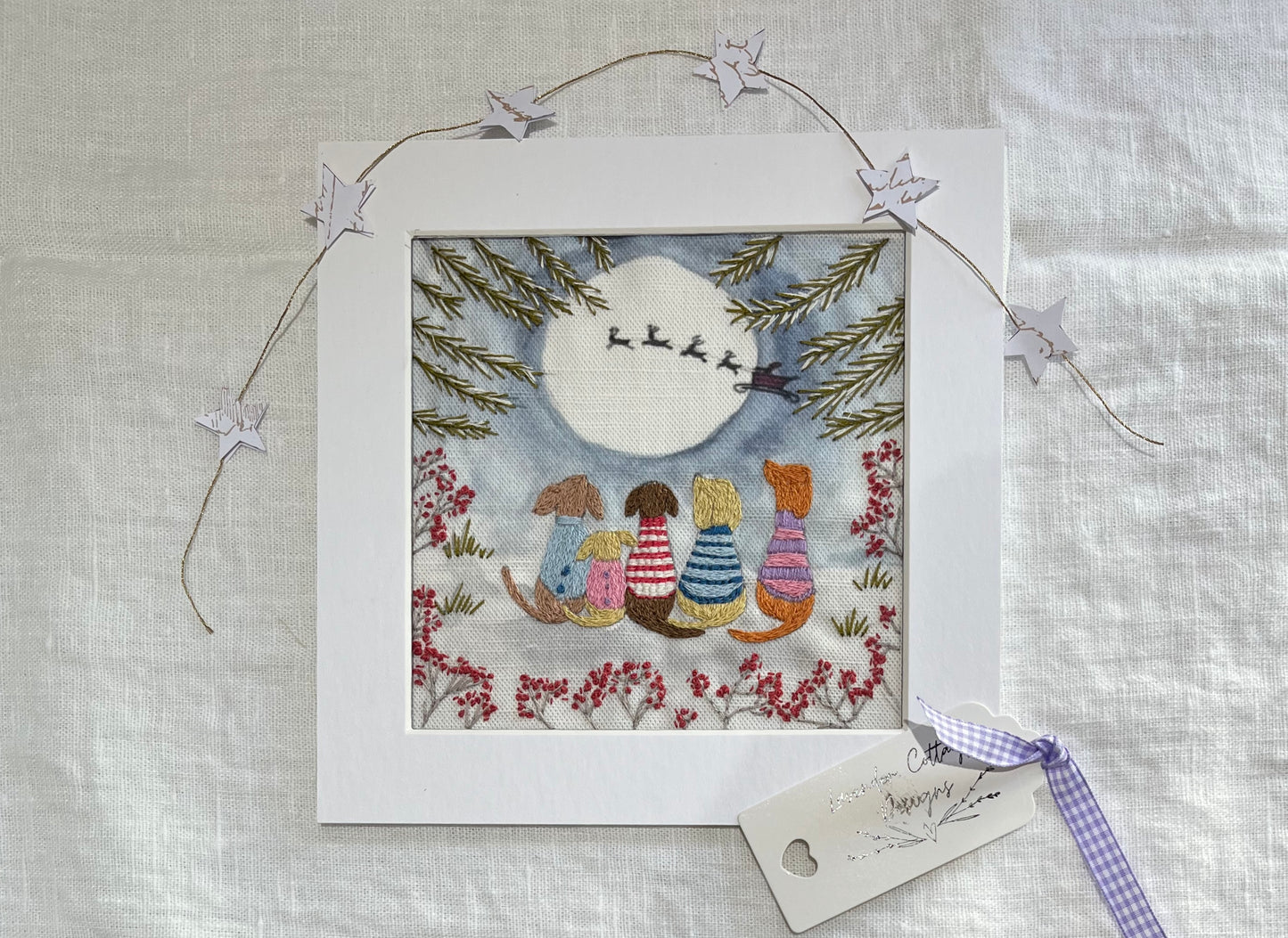 Dogs in Christmas Jumpers Linen Panel