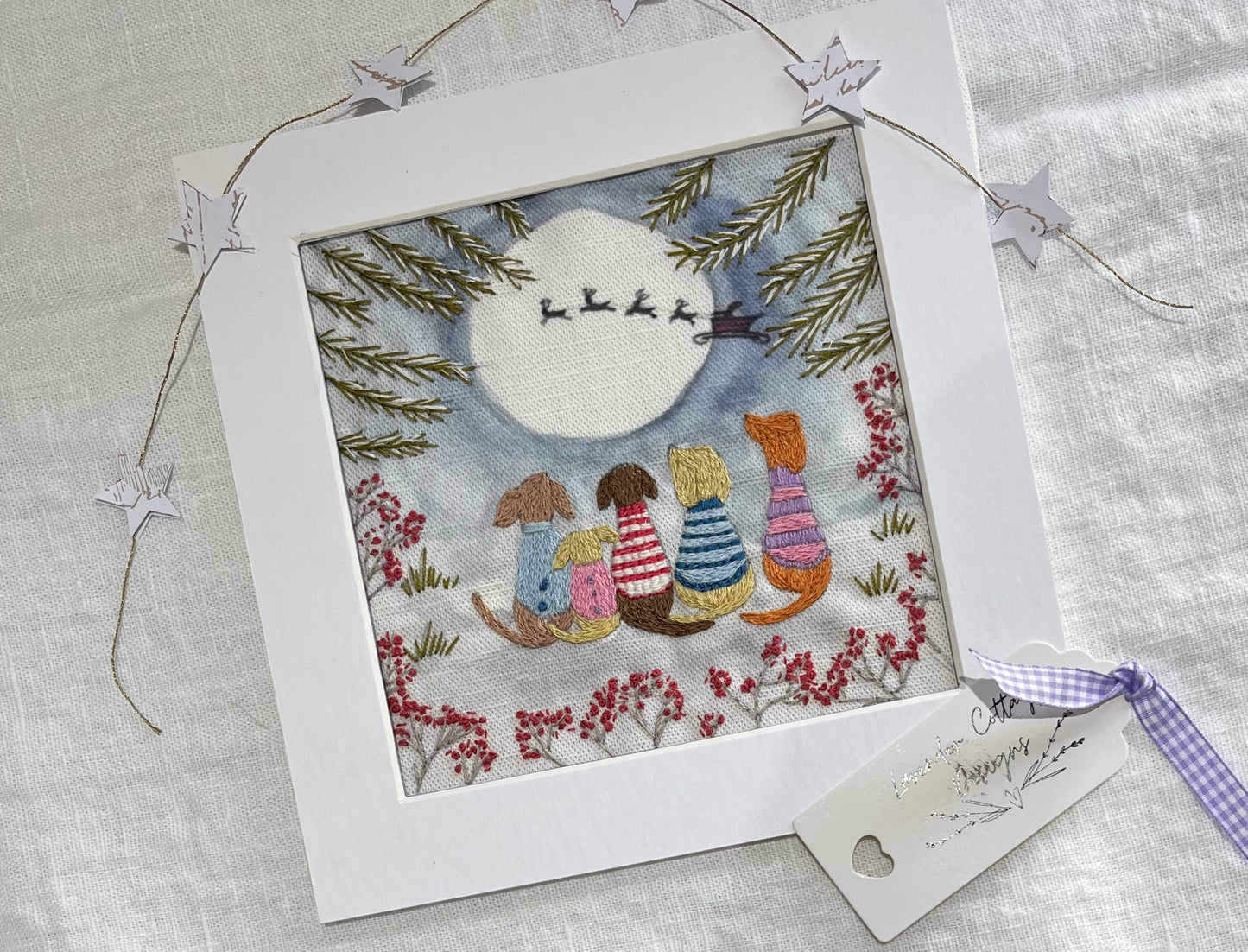 Dogs in Christmas Jumpers Linen Panel