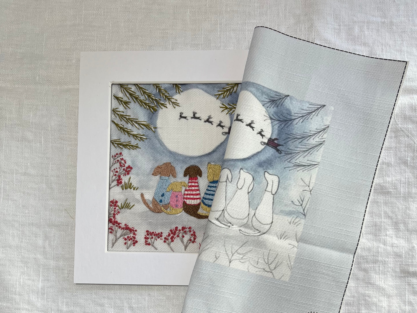 Dogs in Christmas Jumpers Linen Panel