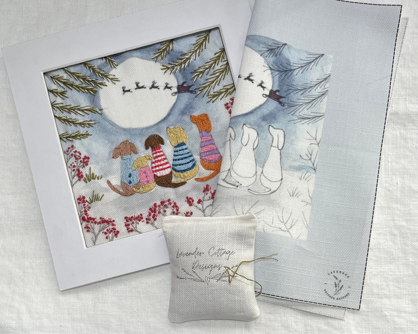 Dogs in Christmas Jumpers Linen Panel