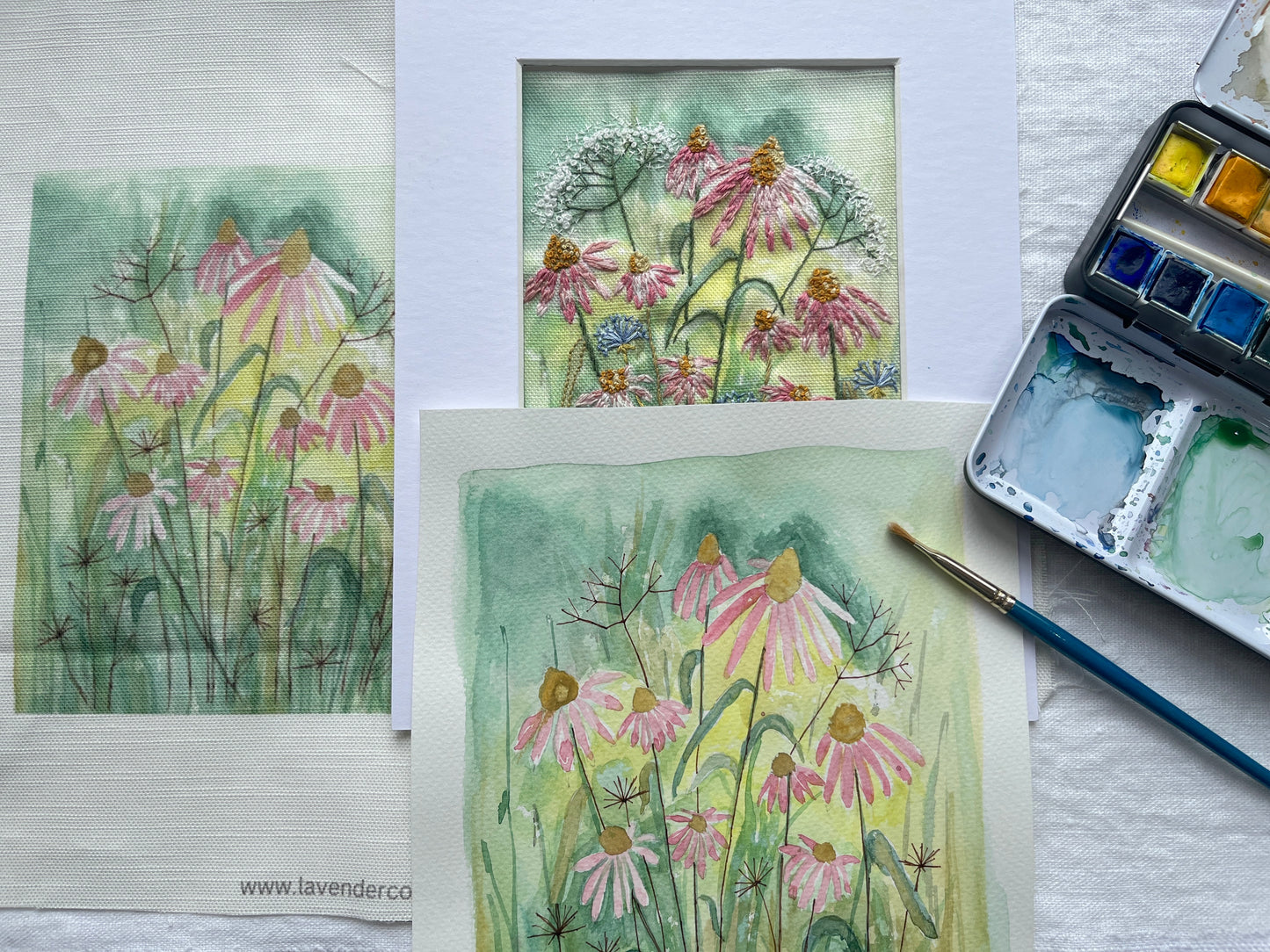 Summer Echinacea and Wild Flowers embroidery kit