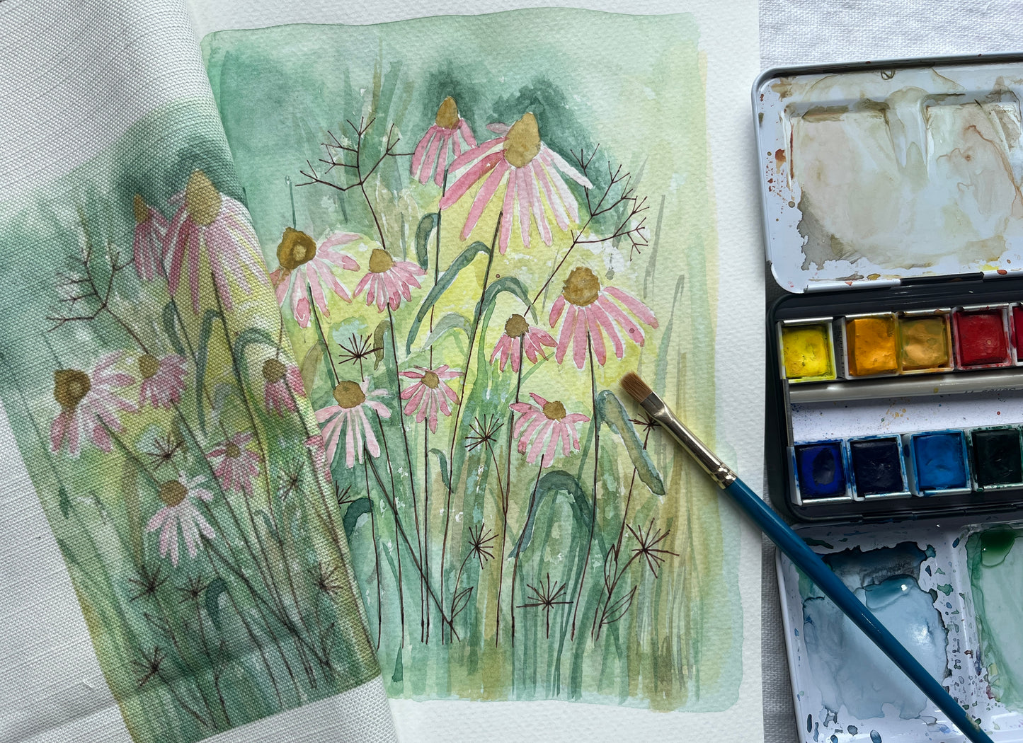 Summer Echinacea and Wild Flowers embroidery kit