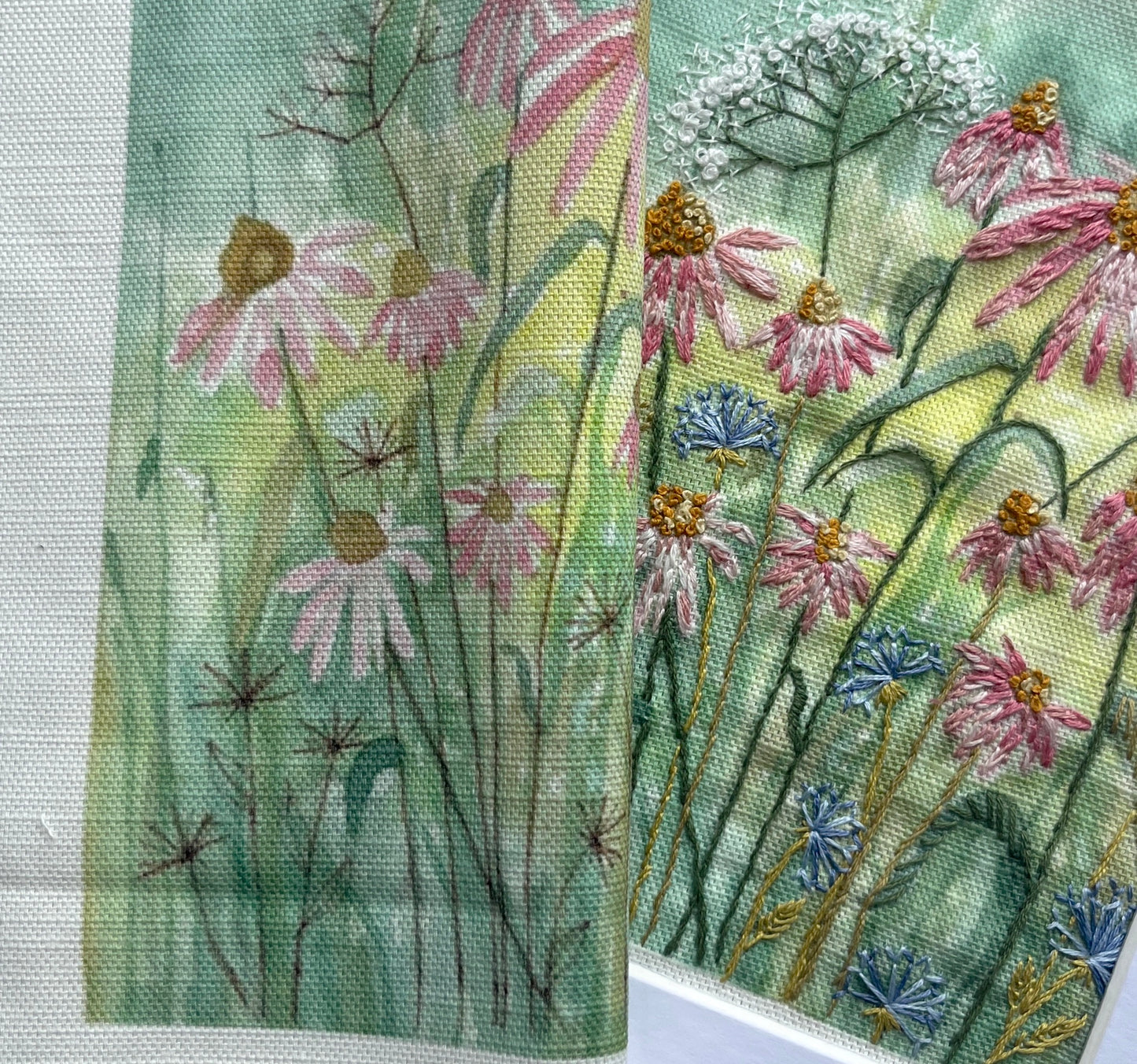 Summer Echinacea and Wild Flowers embroidery kit