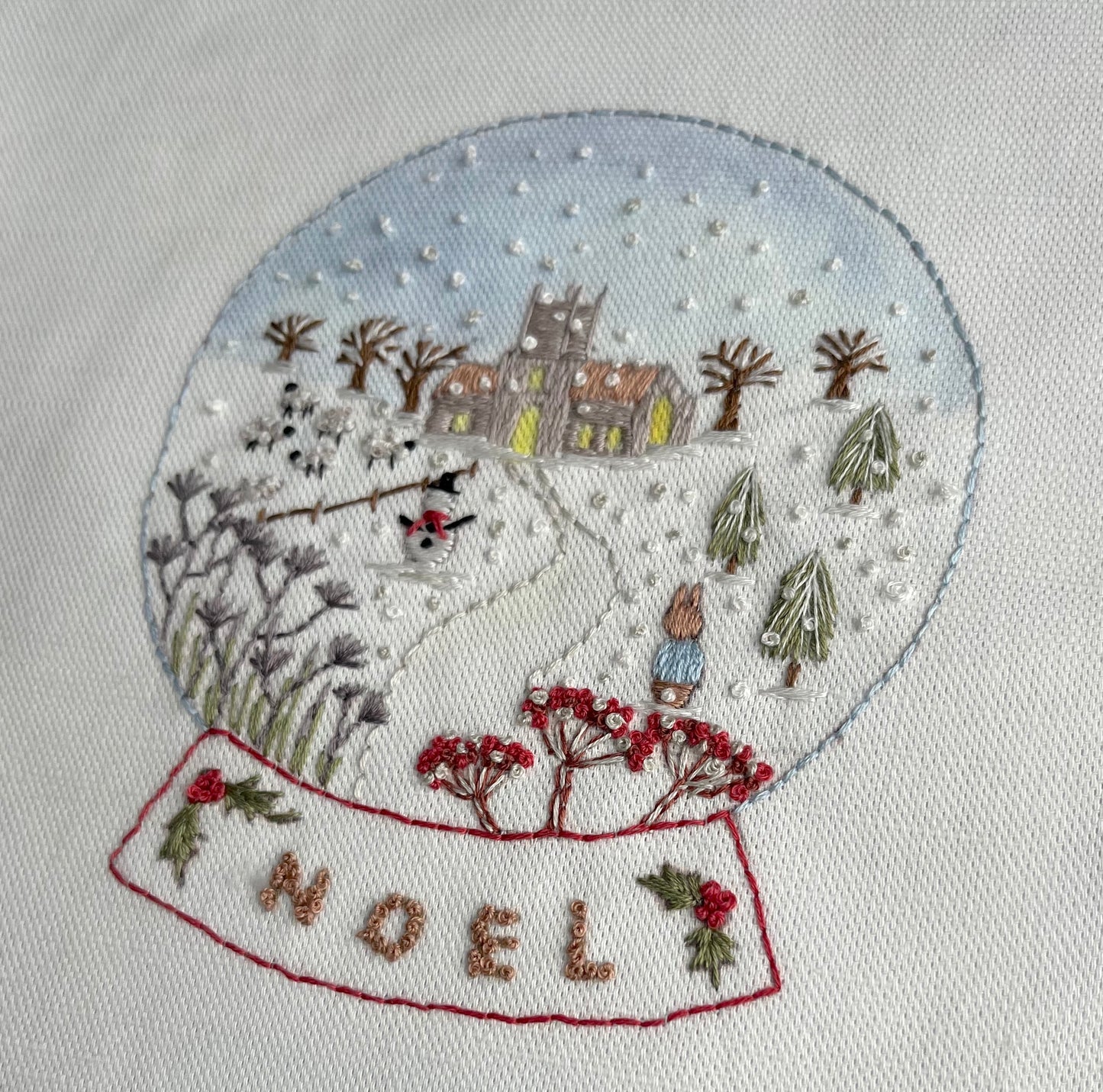 Snow Globe Christmas Embroidery Panel