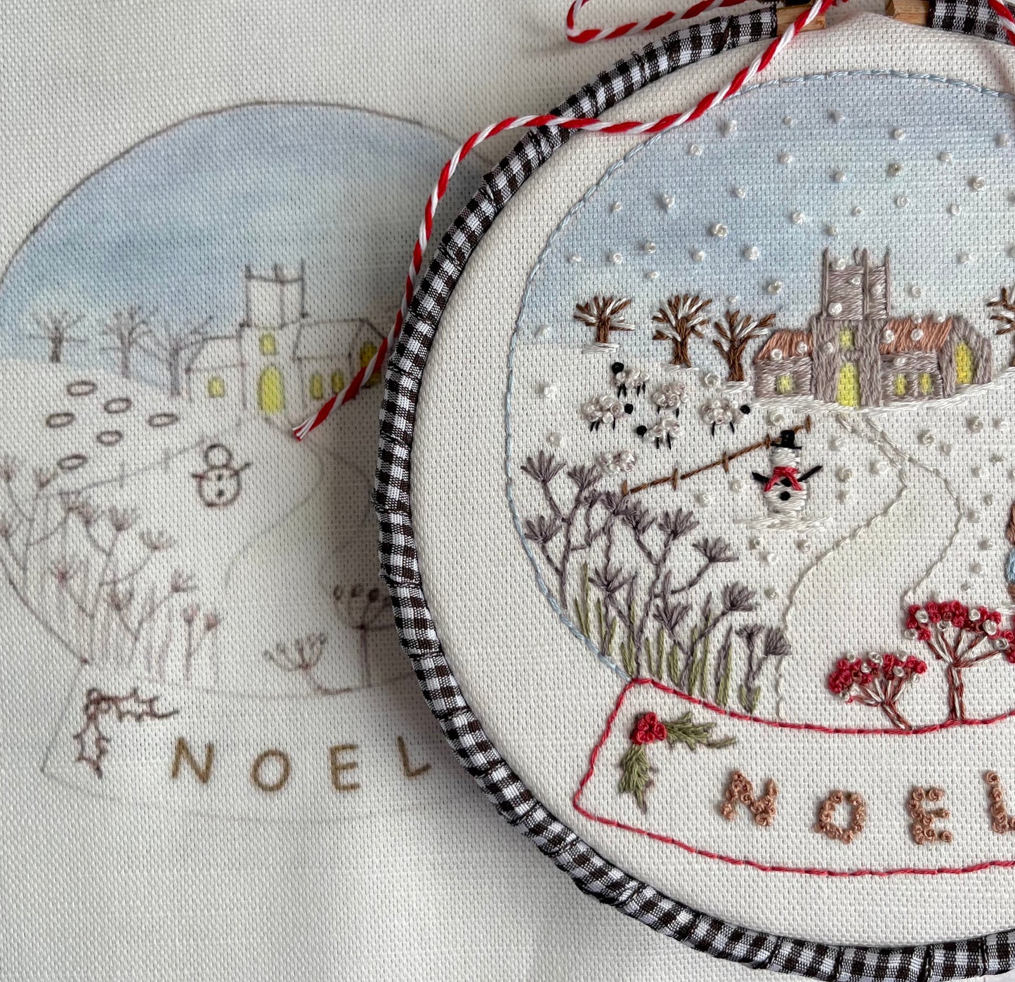 Snow Globe Christmas Embroidery Panel