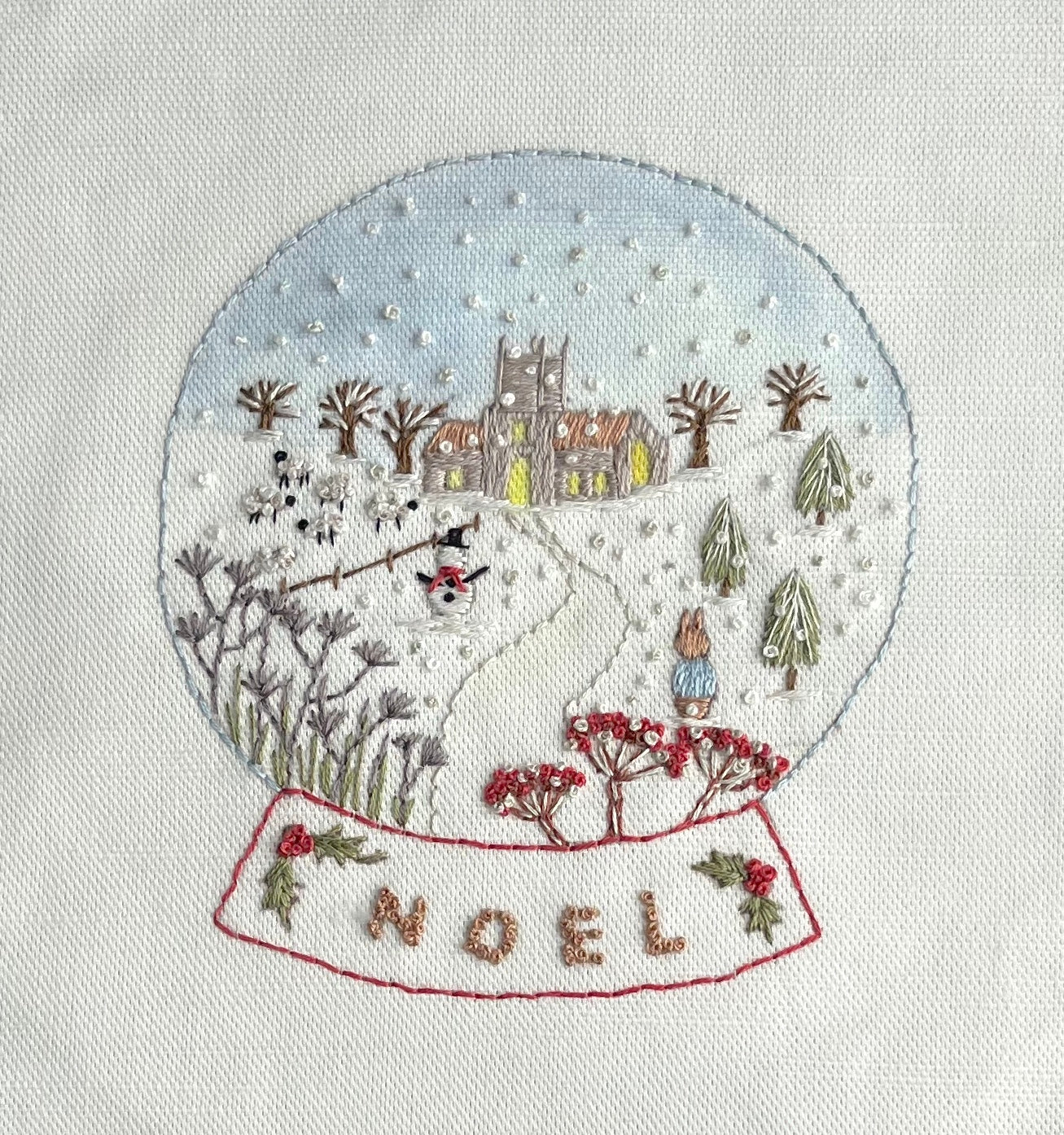 Snow Globe Christmas Embroidery Panel