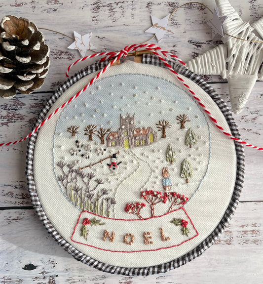 Snow Globe Christmas Embroidery Panel