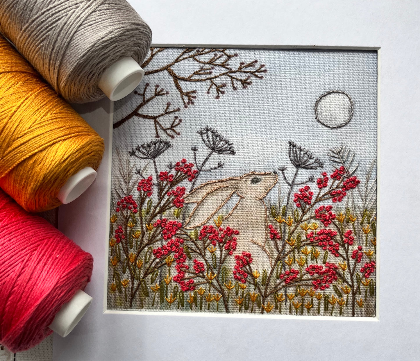 Moon Gazing Hare Linen Panel