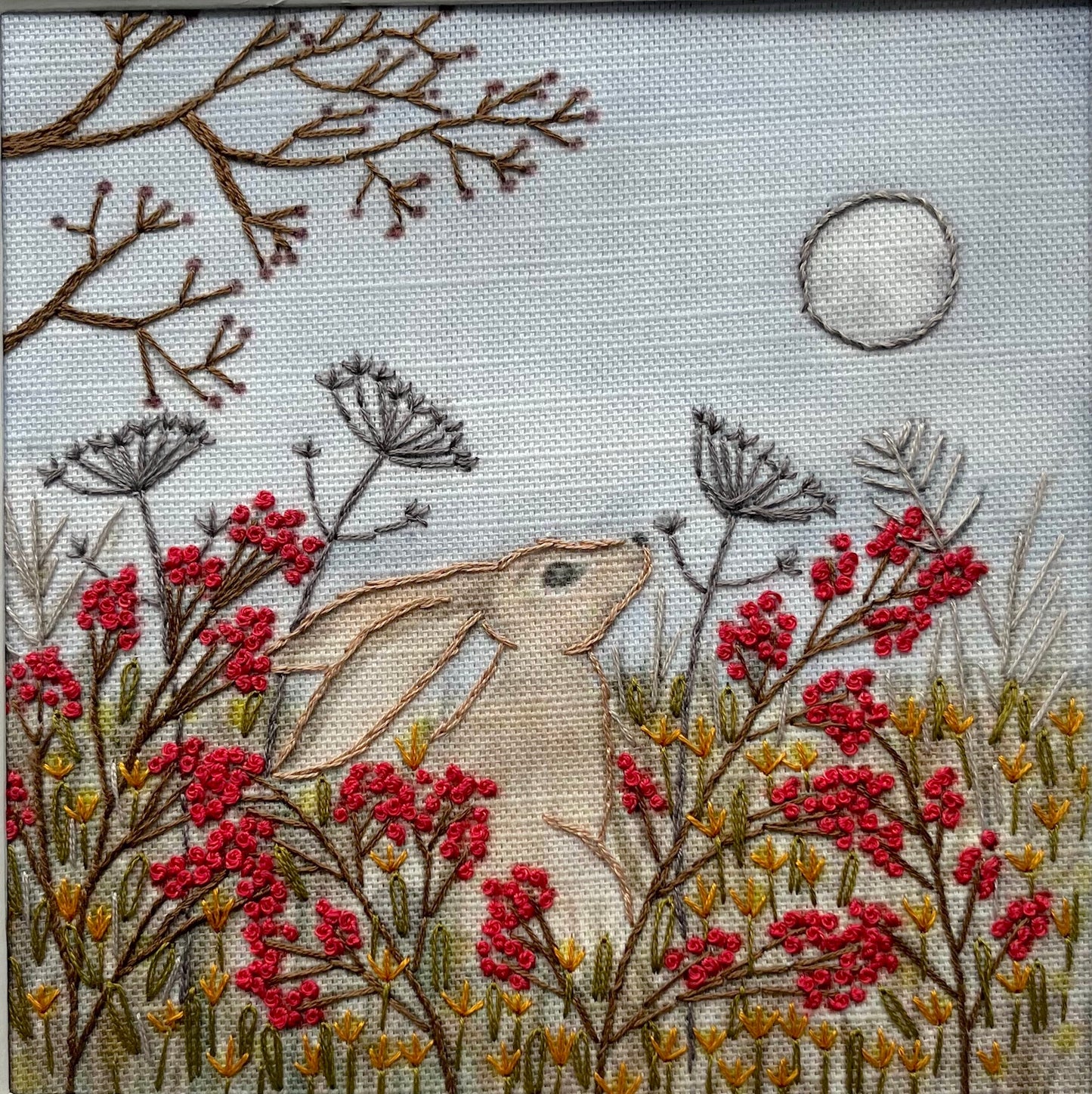 Moon Gazing Hare Linen Panel