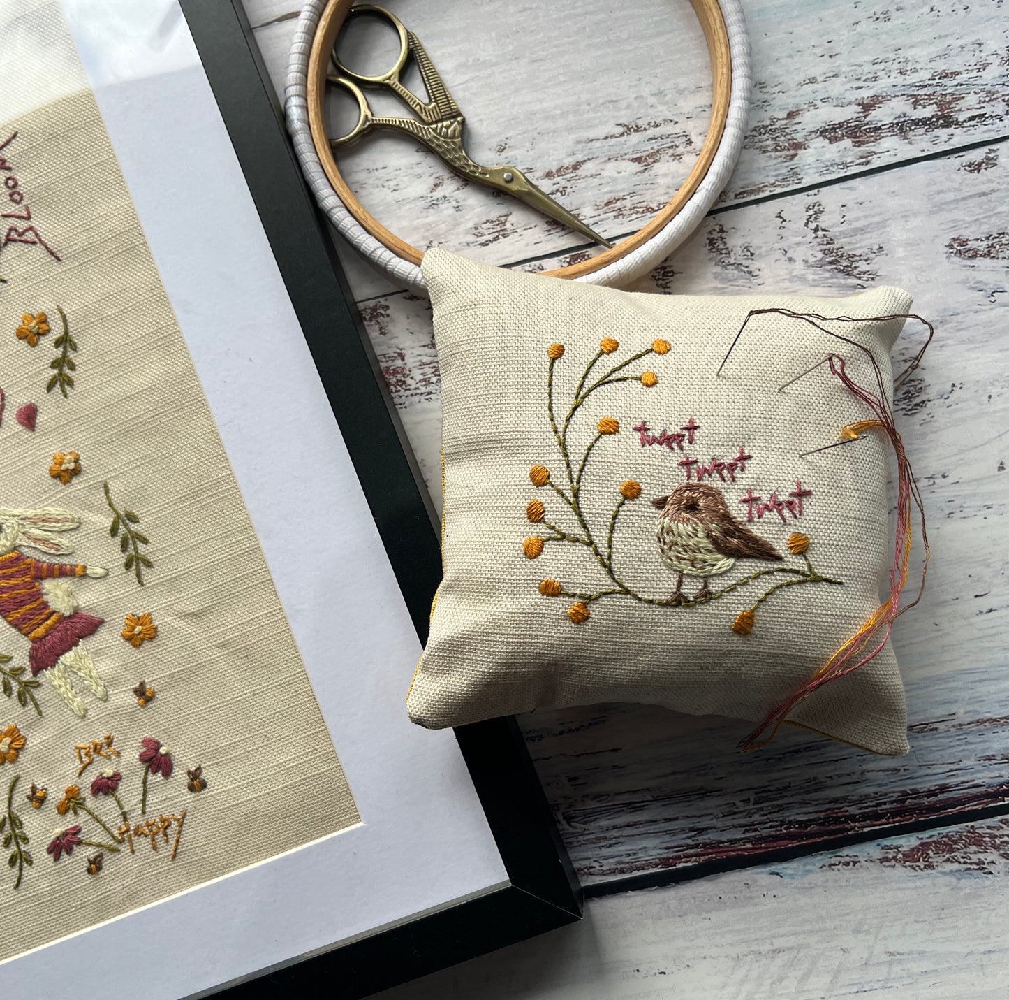 Hello Spring - Sampler and Pin Cushion Pre Printed Fabric