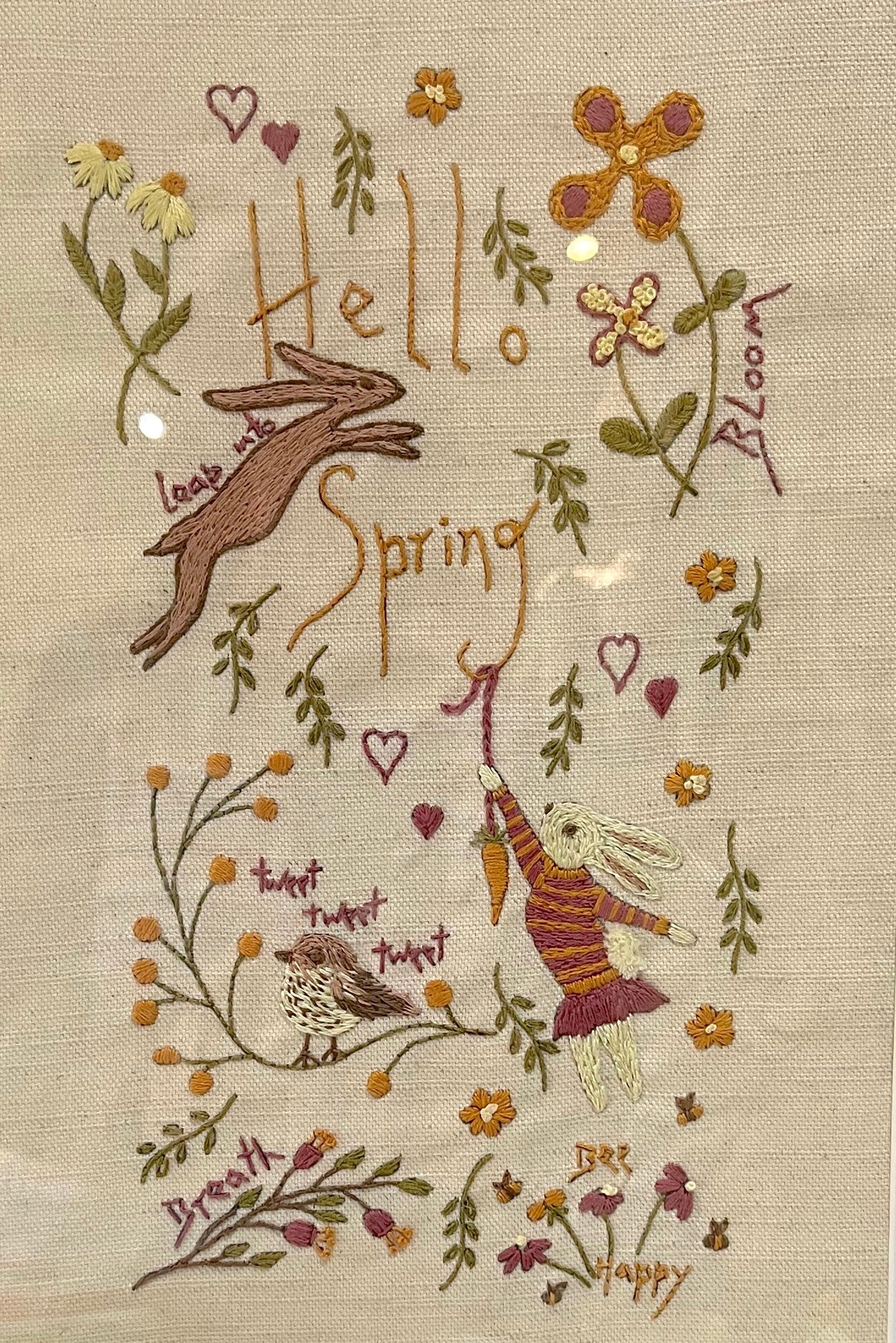 Hello Spring - Sampler and Pin Cushion Pre Printed Fabric