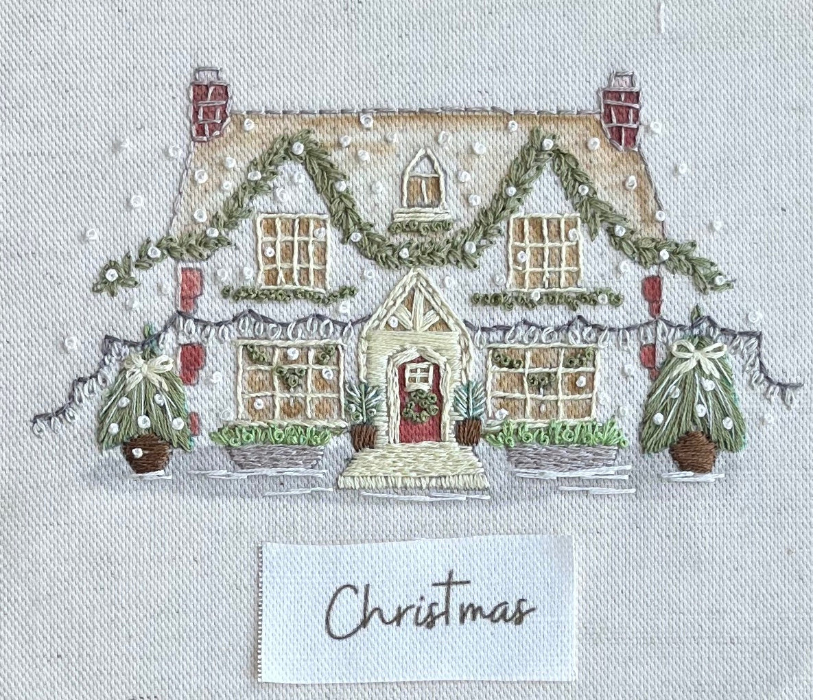 Yorkshire Christmas Cottage: Pre Printed Fabric Panel